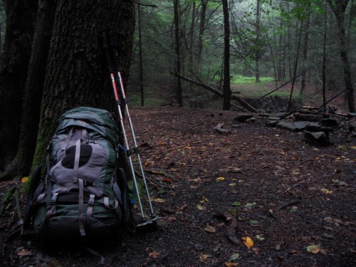 The Osprey Aether 70 and the Black Diamond poles are prepped for hiking.